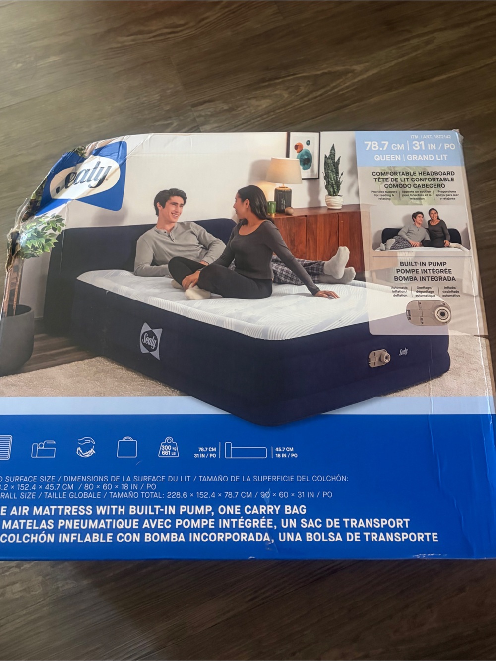 Sealy Queen Inflatable Air Mattress with Built-In Pump - Navy